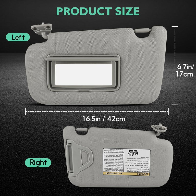 ItranMc Sunvisor Driver&Passenger Side for 2013-2019 Nissan Sentra Accessories, Left&Right Side Sun Visor Without Light, Left&Right Side Sunvisor with Mirror, Gray, Replacement#96401-3SG8A 96400-3SG8A - Image 5